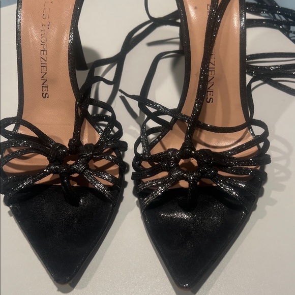 The Kooples Shoes - Les TROPEZIENNES Black Pointed Lace-Up Strappy Heels